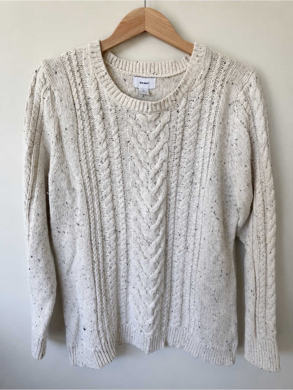 Old Navy Cozy Cable Knit Crewneck Sweater in Cream - Picture 2 of 8